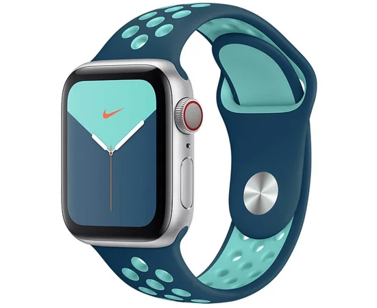 Силиконовый ремешок Sport Nike+ для Apple watch 42mm / 44mm Cosmos blue / Marine Green