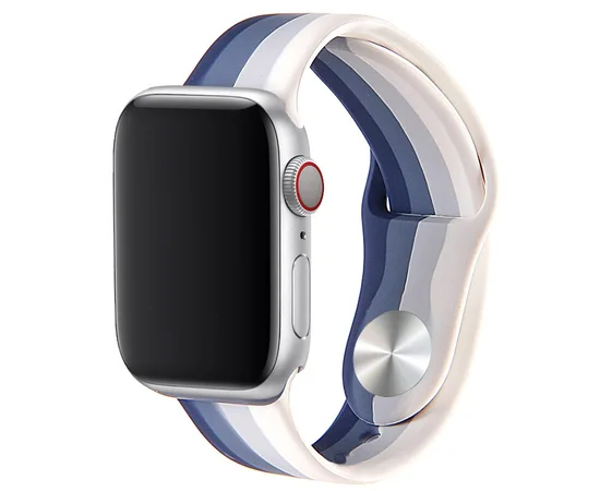 Силиконовый ремешок Rainbow для Apple watch 38mm / 40mm Синий / Серый