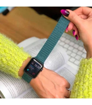 Ремешок Nylon для Apple watch 42mm/44mm Зеленый / Pine green