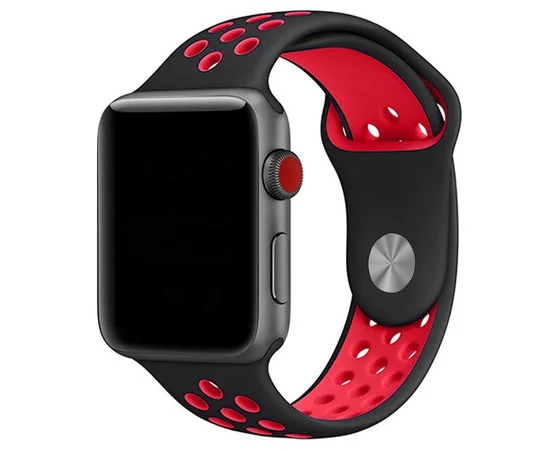 Силиконовый ремешок Sport Nike+ для Apple watch 38mm / 40mm black/red