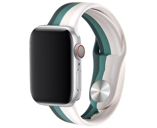 Силиконовый ремешок Rainbow для Apple watch 42mm / 44mm Белый / Зеленый