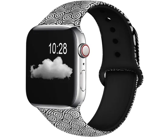Силиконовый ремешок с рисунком&nbsp;для Apple watch 42mm / 44mm Черно-белые узоры