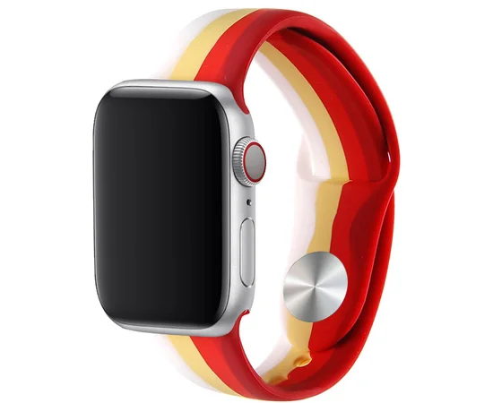 Силиконовый ремешок Rainbow для Apple watch 38mm / 40mm Красный / Белый