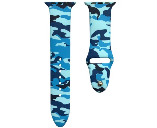 Силіконовий ремінець з малюнком для Apple watch 42mm / 44mm Синій / Камуфляж