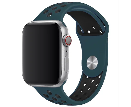 Силіконовий ремінець Sport Nike + для Apple watch 42mm / 44mm Pine Green / Black
