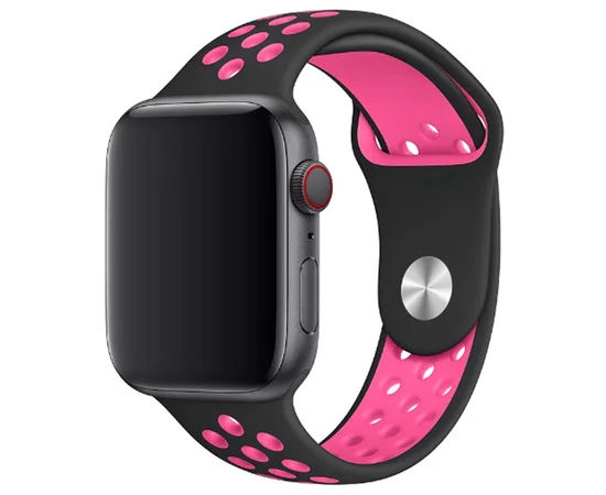 Силиконовый ремешок Sport Nike+ для Apple watch 38mm / 40mm black/pink