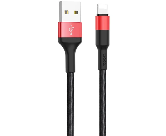 Дата кабель Hoco X26 Xpress Lightning Cable (1m) Черный / Красный