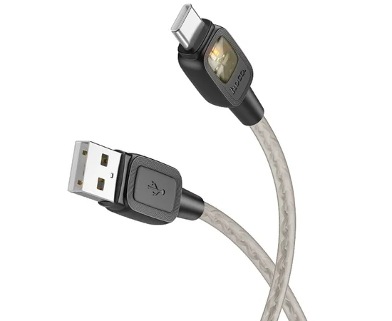 Дата кабель Hoco U124 Stone silicone power-off USB to Type-C Black