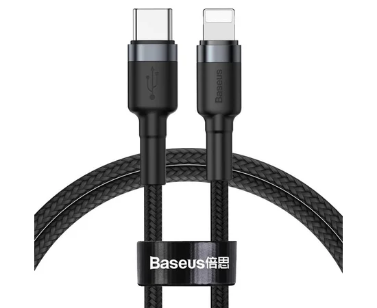 Дата кабель Baseus Cafule Type-C to Lightning PD 20W (1m) (CATLKLF) Gray / Black