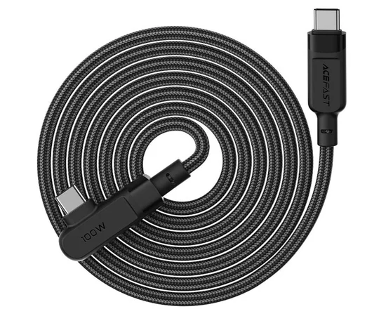 Дата кабель Acefast C5-03 USB-C to USB-C 100W right angled aluminum alloy (1m) Black