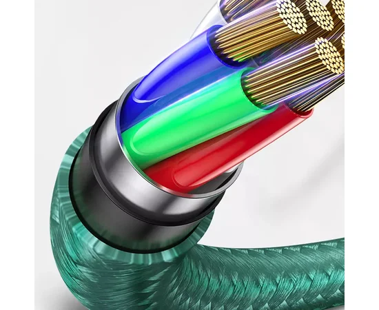 Дата кабель USAMS US-SJ455 U57 Lightning Dual Right-angle Cable With Colorful Light (1.2m) Зеленый