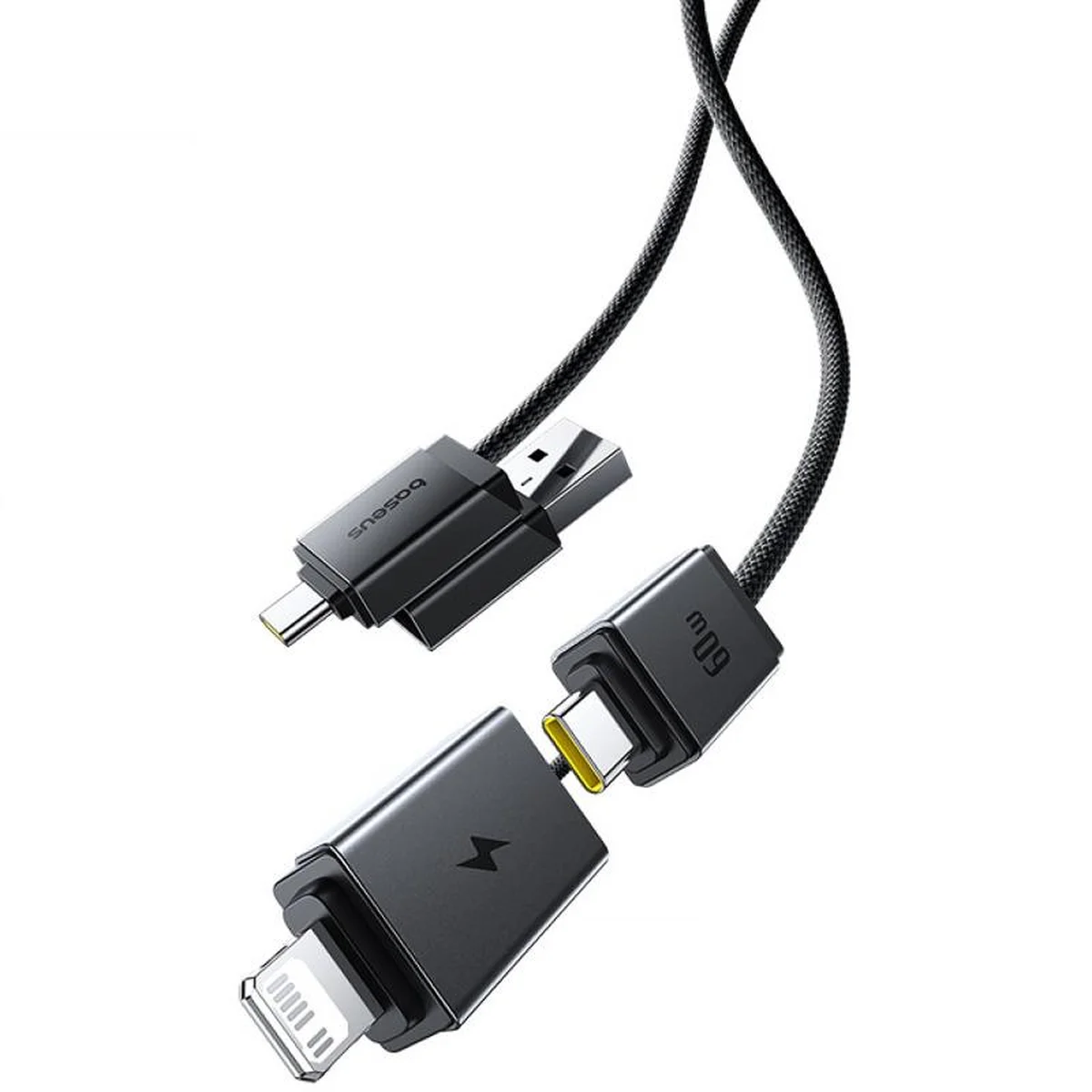 Дата кабель Baseus Versatile Two-for-Two USB/Type-C to Type-C/Lightning 60W (0.6m) (P10383000) Cosmic Black