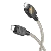 Дата кабель Hoco U124 Stone silicone power-off Type-C to Lightning Black