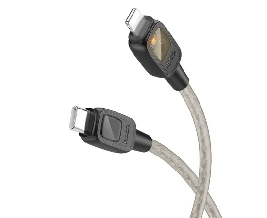 Дата кабель Hoco U124 Stone silicone power-off Type-C to Lightning Black