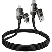 Дата кабель Hoco U151 Goldsmith 4in1 Type-C to USB/Type-C to Lightning 240W (1.2m) Black