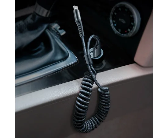 Дата кабель Baseus Fish Eye Spring Data Lightning Cable 2A (1m) Черный