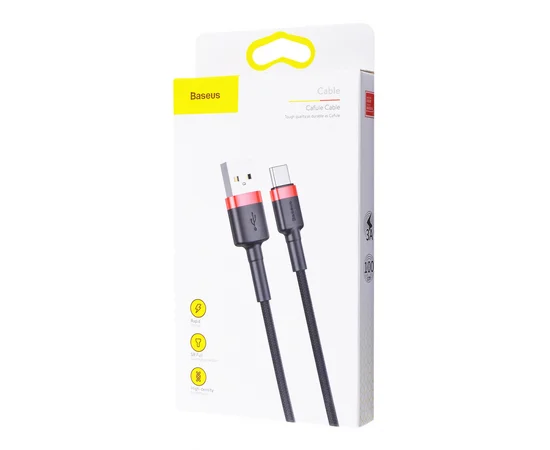Дата кабель Baseus Cafule Type-C Cable 3A (1m) Красный / Черный