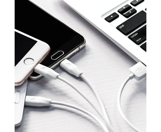 Дата кабель Hoco X1 Rapid 3in1 (Lightning+Micro USB+Type-C) (1m) Белый