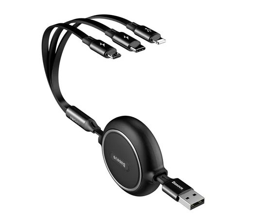 Дата кабель Baseus Golden Loop 3-in-1 (1.2m) Черный