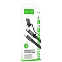 Дата кабель Hoco X125 Surplus 2in1 Type-C to Lightning/Type-C 60W (1m) Black