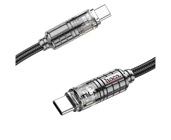 Дата кабель Hoco U122 Lantern Transparent Discovery Edition Type-C to Type-C 60W Black