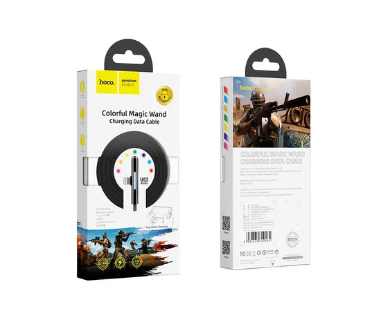 Дата кабель Hoco U65 Colorful Magic USB to Lightning (1.2m) Черный