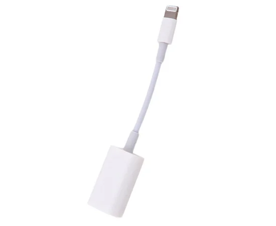 Переходник Lightning to AUX + зарядка, AAA, (box) Белый