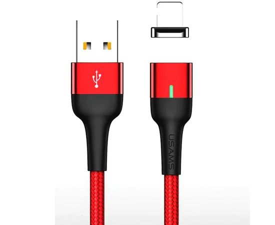 Дата кабель USAMS US-SJ326 U28 Magnetic USB to Lightning (1m) (2.4A) Красный