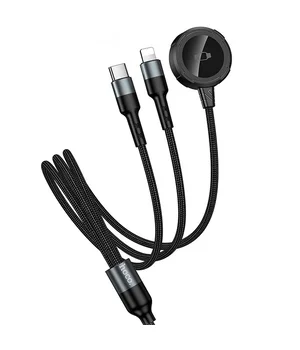 Дата кабель Hoco CW64 3in1 Type-C to iWatch/Lightning/Type-C 15W (1.2m) Black