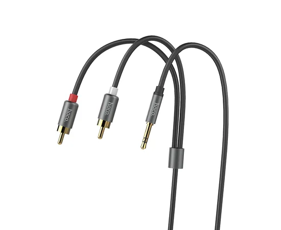 Аудио кабель Aux Hoco UPA10 Lotus Double RCA Audio 3.5 mm (1,5м) Серый
