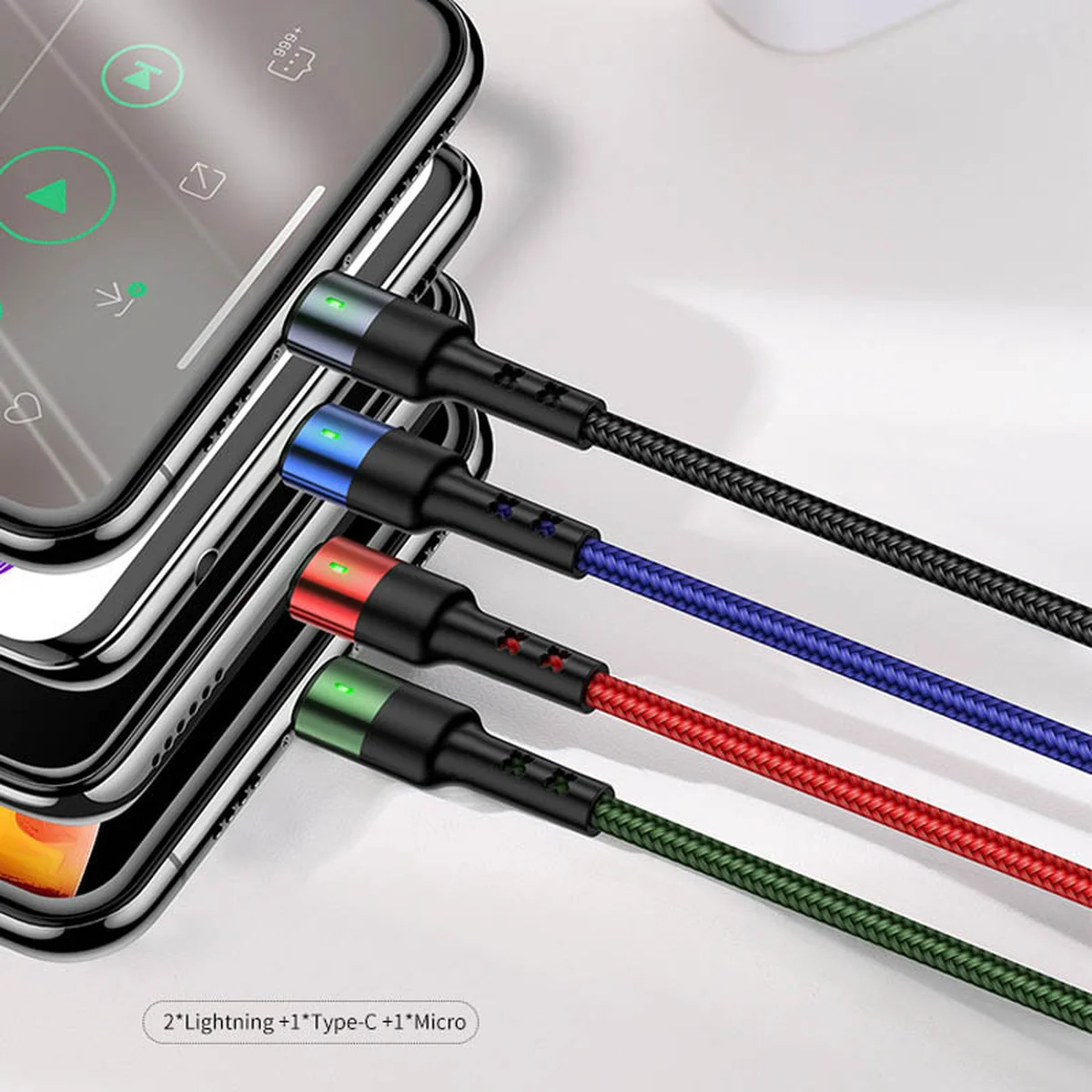 Дата кабель Usams US-SJ411 U26 4in1 USB to Combo 2A (0.35m) Чорний