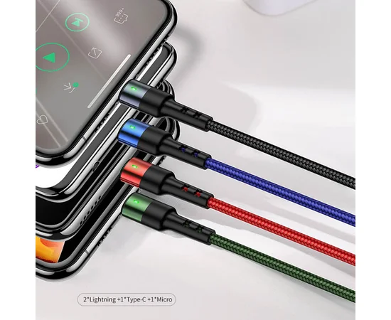 Дата кабель Usams US-SJ411 U26 4in1 USB to Combo 2A (0.35m) Черный