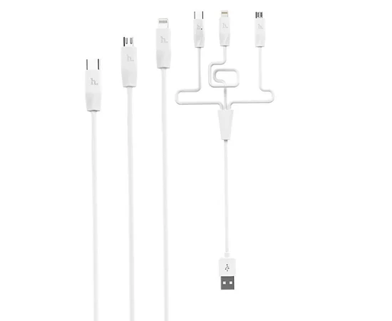 Дата кабель Hoco X1 Rapid 3in1 (Lightning+Micro USB+Type-C) (1m) Белый