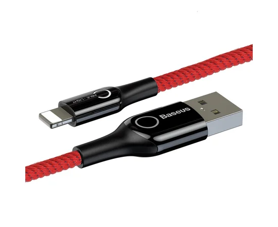 Дата кабель Baseus C-shaped (со световым индикатором) USB to Lightning 2.4A (1m) Красный