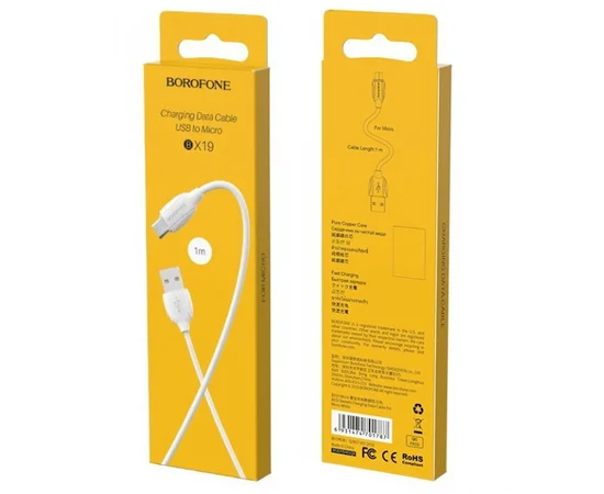 Дата кабель Borofone BX19 USB to MicroUSB (1m) Белый