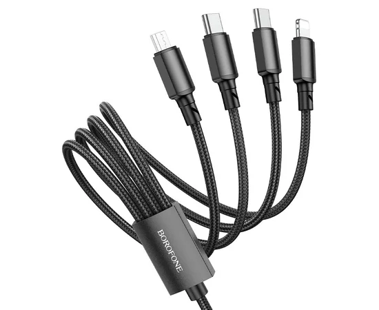 Дата кабель Borofone BX72 USB to 4in1 (Type-C/Type-C/MicroUSB/Lightning) (1m) Черный