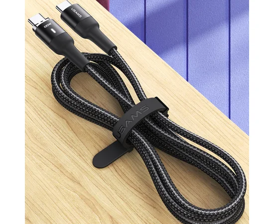 Дата кабель USAMS US-SJ466 U58 Type-C to Type-C 100W PD Fast Charge Magnetic Data Cable (1.5m) Черный