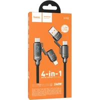 Дата кабель Hoco U152 Fortune 4in1 Type-C to Lightning/Type-C to USB 240W (1.2m) Black