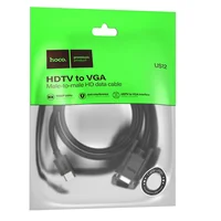 Дата кабель Hoco US12 HDTV male to VGA male HD (2m) Black