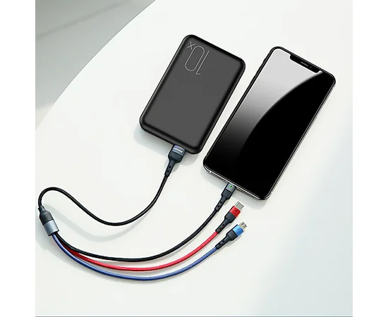 Дата кабель Usams US-SJ410 U26 3in1 USB to Combo 2A (0.35m) Черный