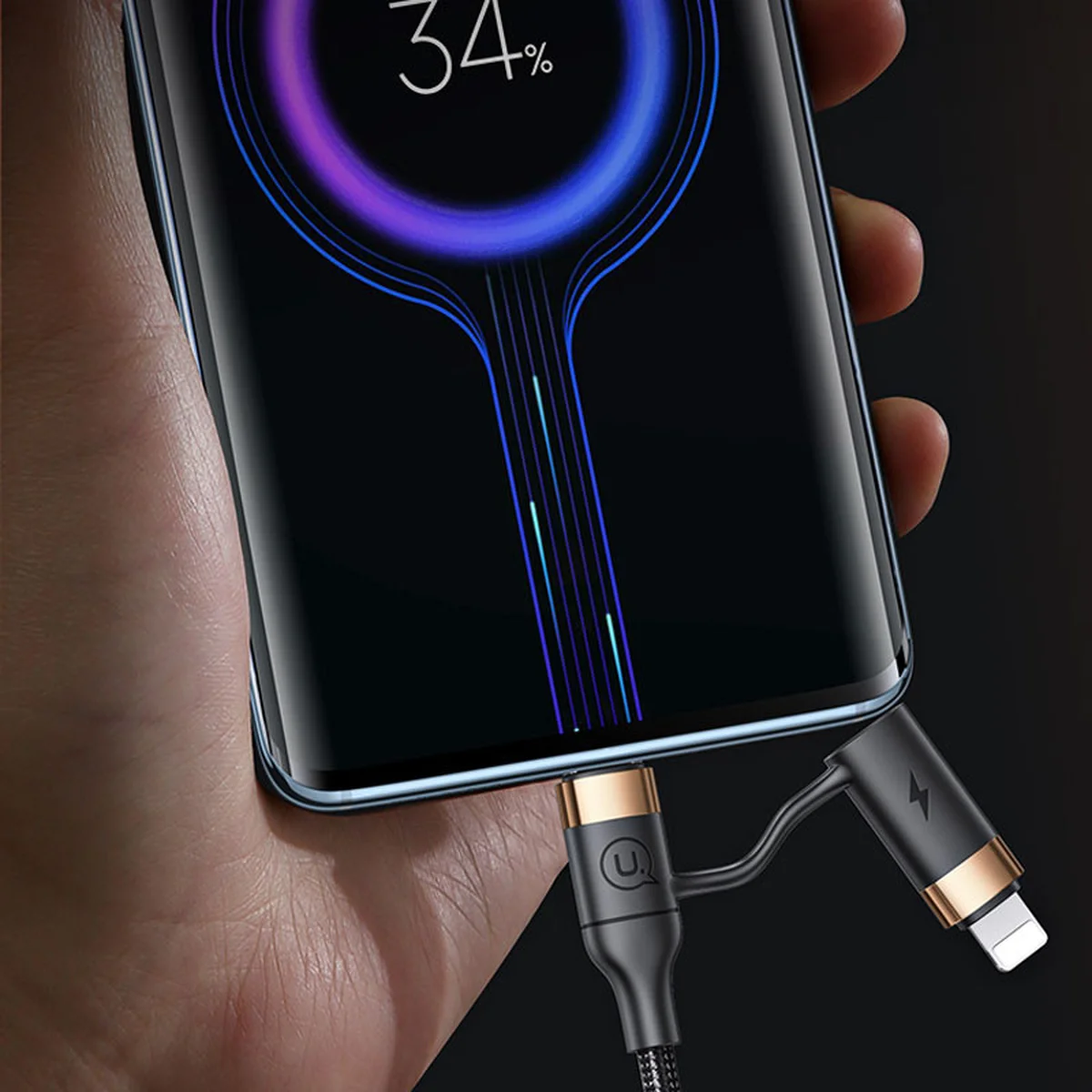 Дата кабель Usams US-SJ483 U62 USB + Type-C to Type-C + Lightning PD (1.2m) Черный