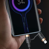 Дата кабель Usams US-SJ483 U62 USB + Type-C to Type-C + Lightning PD (1.2m) Черный