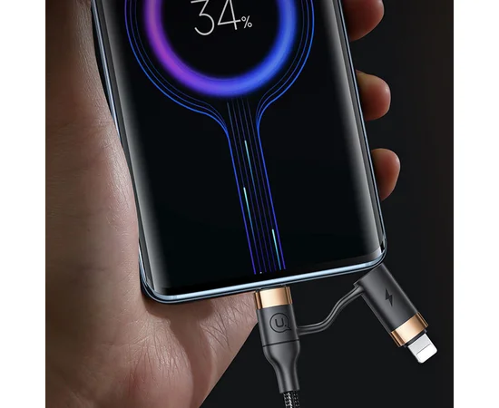 Дата кабель Usams US-SJ483 U62 USB + Type-C to Type-C + Lightning PD (1.2m) Черный