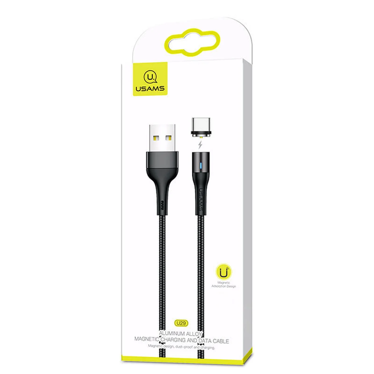 Дата кабель USAMS US-SJ337 U29 Magnetic USB to Type-C (2m) Чорний