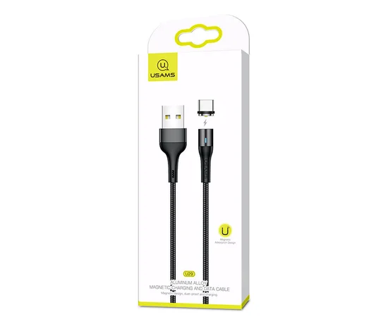 Дата кабель USAMS US-SJ337 U29 Magnetic USB to Type-C (2m) Черный