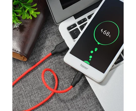 Дата кабель Hoco X21 Silicone MicroUSB Cable (1m) Черный / Красный
