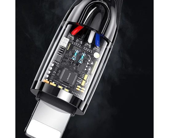Дата кабель USAMS US-SJ469 Raydan Series USB to Lightning Smart Power-off Cable (1.2m) Черный