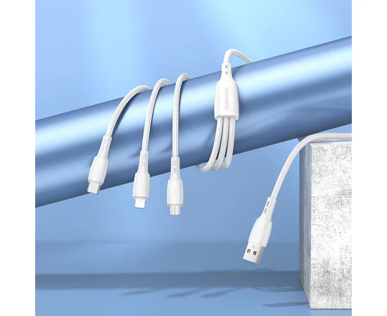 Дата кабель Borofone BX71 USB to 3in1 (1m) Белый