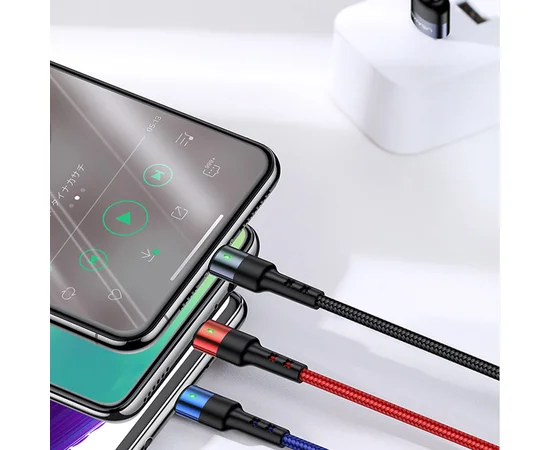 Дата кабель Usams US-SJ410 U26 3in1 USB to Combo 2A (0.35m) Черный