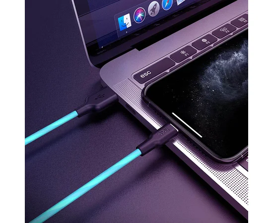 Дата кабель Hoco X21 Plus Silicone Lightning Cable (1m) Black / Blue